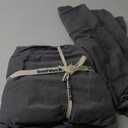 BESTOUCH Duvet Cover Set 100% Washed Cotton Linen Feel Super Soft Comfortable Chic Lightweight 3 PCs Home Bedding Set Solid Dark Grey Queen (Queen (90" x 90"))