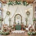 50ft x 12ft Wrinkle Free Ivory Backdrop Curtains for Parties, 10 Panels Silky 12FT Long Photo Backdrop Drapes Back Drop Cloth for Wedding Birthday Photography Background Decor, 5FT12FT_10 Panels