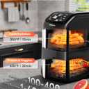12QT Large Double Air Fryer, Family-Size Dual Airfryer with 2 Baskets, SyncHeat Even Heating, Stacked Compact Design, Smart Finish & Match Cook, PFAS-Free Nonstick, Dishwasher-Safe, Ash Black