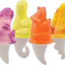 Tovolo Dino Ice Pop Molds Set of 4 Silicone Popsicle Molds with Sticks for Kids, Dishwasher Safe Dinosaur Popsicle Molds for Frozen Treats Snacks, BPA Free Silicone Dino Ice Pop Maker