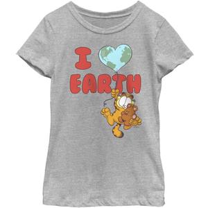 Nickelodeon Garfield I Heart Earth Girls Short Sleeve Tee Shirt (Small)