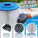 Havawish Pool Filter Cartridge Cleaner with Soap Dispenser Plumber Tape Set Scrubber Brush Wand for Spa Pool Filters Cleaning Kit Hot Tub Fits 3/4" Garden Hose