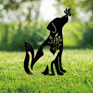 SUPERDANT Metal Cat and Dog Garden Decor for Outside Animals Yard Stakes for Decorations Outdoor Statues Iron Art Stake Decorative Silhouette Lawn Ornament Patio Porch Farmhouse Decoration Gifts