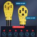 DEWENWILS EV RV Extension Cord 50A 10 Feet, NEMA 14-50P to 14-50R Copper Wire, 125/250VAC 12500W Heavy Duty EV Power Cord, STW Outdoor Waterproof Power Cable, for RV, Camper, ETL Listed, Yellow