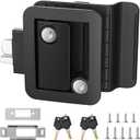 Marvelity Upgraded RV Door Lock Replacement, Black | Paddle Deadbolt, Fits 3.55" x 2.68" Lock Hole, Nylon Material, Includes 2 Keys, For Cargo Hauler Travel Trailer