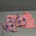 Modlily Classic 3 Piece Tankini Swimsuits for Women, Solid Tank Top & Plants Print Sports Bra with Drawstring Board Shorts, Medium