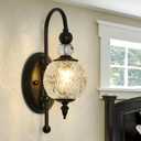 Vintage Black Wall Sconce with Glass Globe Shade Mid Century G9 Bulb Wall Light Indoor Wall Lamp for Bathroom Farmhouse Bedroom Living Room Hallway