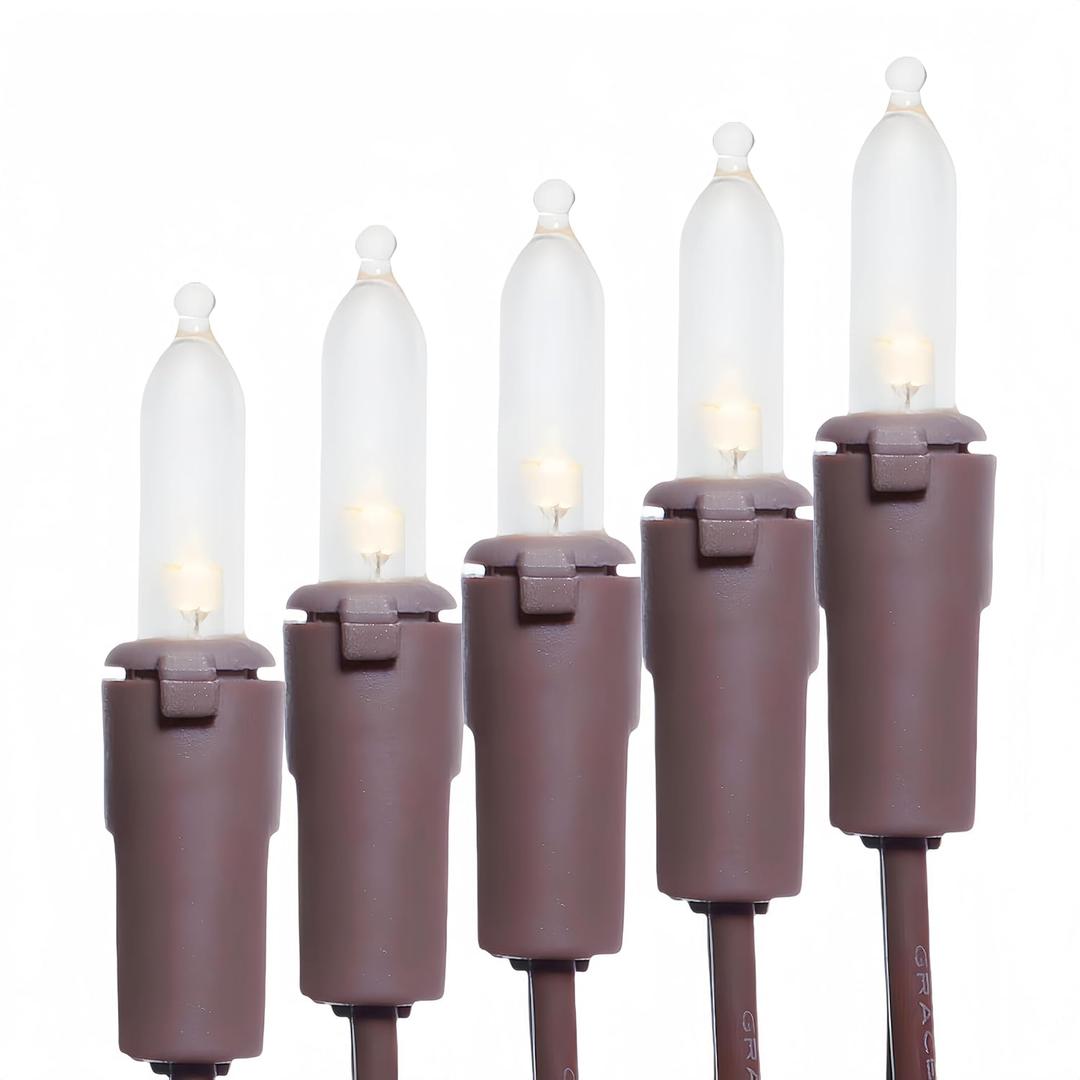 LUCKY SHINE 150 LED Warm White Christmas Lights, Commercial Grade Decorative Lighting String Brown Wire 50 FT, for Indoor Outdoor Party, Garden, Patio