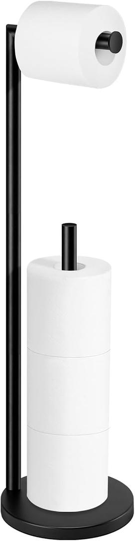 Toilet Paper Holder Stand, Toilet Paper Stand Black, Free Standing Toilet Paper Holder, Toilet Paper with Storage by Bath