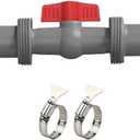 Pool Hose Connector with Valve, 1-1/4" or 1-1/2" Pool Hose Adapter for Filter Pump, ON/OFF Valve for Water Flow Control, Tight Fitting Coupler for Above-Ground Pool