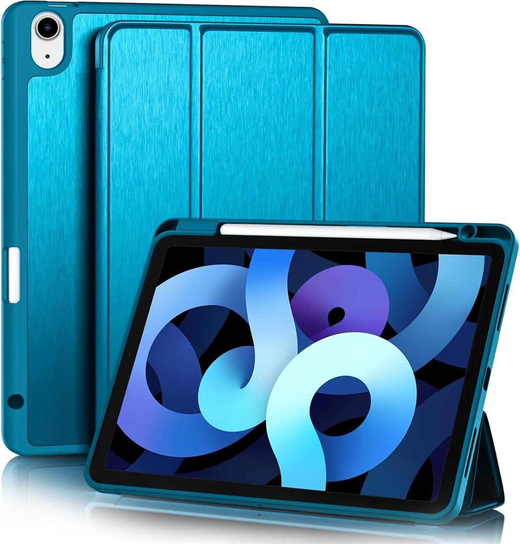 Akkerds Compatible with iPad Air 11 Inch Case 7th/6th Generation (M3/M2) 2025/2024, for iPad Air 5th/4th Generation Case 10.9 Inch 2022/2020 with Pencil Holder[Auto Sleep/Wake], PeacockBlue