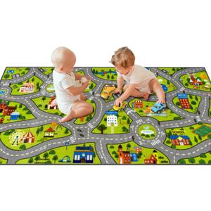 STARUIA Washable Kids Carpet Playmat Rug for Boys Play Room, Baby Fun Learning Car Rug for Kids Toy Cars, Non-Slip City Road Rugs for Kids Room Bedroom Classroom, 79"x39"