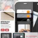 OCASE for iPhone 17 Detachable Wallet Case with Card Holder, 2 in 1 PU Leather Flip Folio with RFID Blocking Stand Wrist Strap Shockproof Phone Cover 6.3 Inch 2025, Black