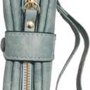 Women Wallet with Wrist Strap Soft PU Leather, Purse for Ladies with ID Window Zipper Coin Pocket 11 card slots (Light Green)