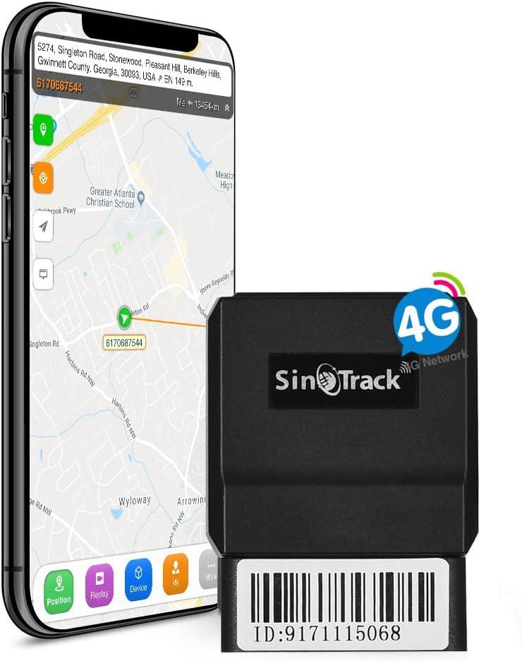 SinoTrack 4g GPS Vehicle Device Tracker, Real-Time OBD Car GPS Tracking Locator, Mini OBD II Vehicle Tracker for Car, Taxi and Truck, Tracking System No Subscription