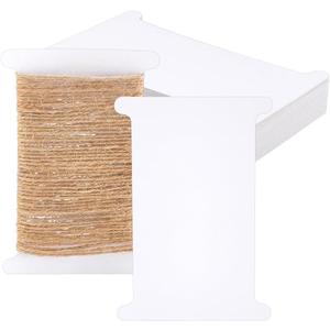 PH PandaHall 50pcs Paper Bobbins White Flat Spool Bobbin Floss Bobbins String Bobbin Ribbon Storage Organizer Paper Thread Spools Card Thread Holder for Embroidery Cross Stitch Craft Sewing, 5x3.5inch
