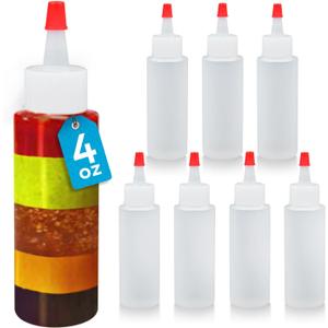 IMPRESA 4 oz Plastic Squeeze Bottles - Clear, Pack of 8 Mini Squeeze Bottles for Sauces & Condiment Dispensers - Cookie Decorating Supplies