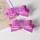 2 x Glitter Sparkly Hair Bow Clips 4" Cute Hot Purple Sequins Cheer Barrettes Pink Alligator Hairpins Accessories for Kids Teens Toddlers Baby Cheerleader Girls Xmas Gift