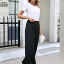 Caracilia Women Wide Leg Pants 2026 Summer High Waisted Business Casual Work Dress Pants Palazzo Slacks Trousers Outfits Black X-Large