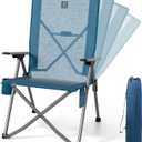 EVER ADVANCED Reclining Camping Chairs for Adult Supports 350lbs Mesh Blue, Oversized