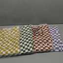 Peryiter 4 Pcs Checkered Bath Towels Check Plaid Soft Absorbent Bathroom Towel Set Body Drying Beach Shower Body, Yellow, Green, Red, Purple (27.56 x 55.12 Inch)