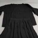 SENSERISE Womens Sweater Skirt Set 2 Piece Outfits Oversized Long Sleeve Pullover Top Ribbed Knit Lounge Dresses (Medium, Black)
