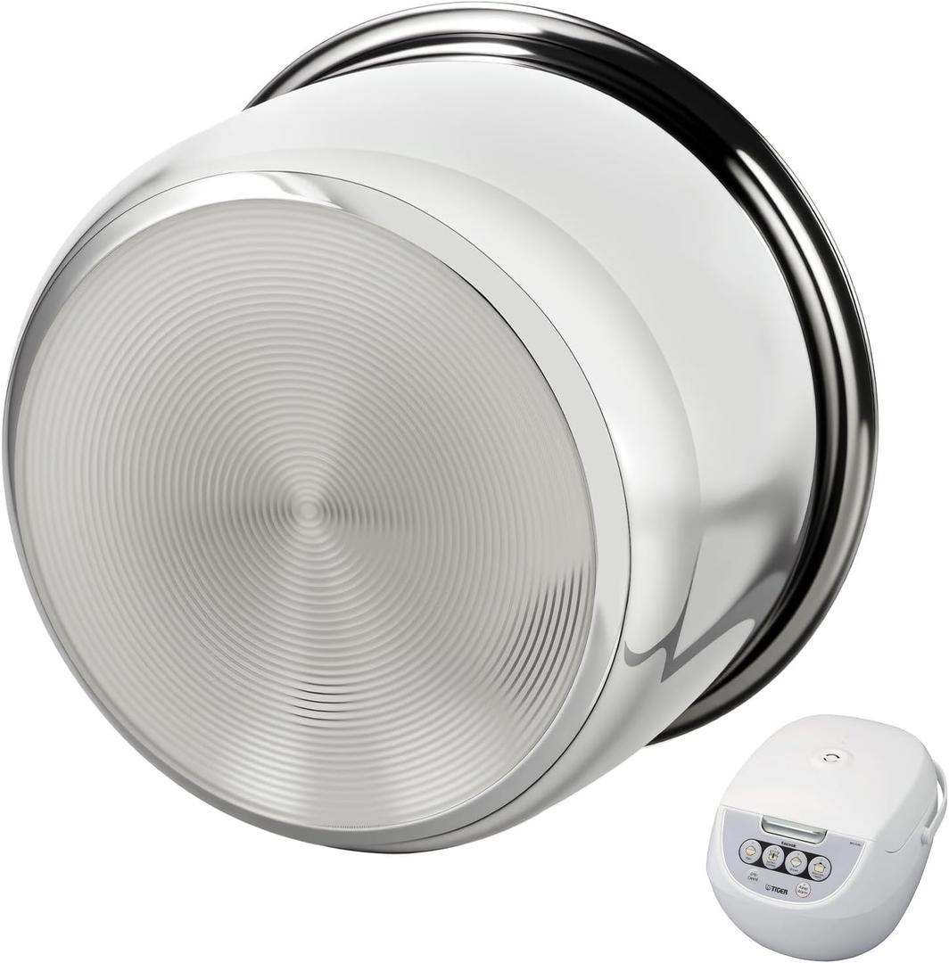 10 Cup Rice Cooker Inner Pot Compatible with Tiger JBV-A18U-W, Non-Stick 304 Stainless Steel Replacement Bowl, Easy to Clean & Dishwasher Safe