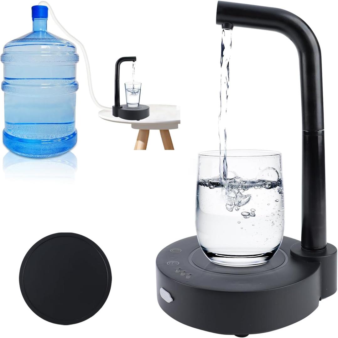 5 Gallon Drinking Water Dispenser Pump, 3 Speed Button Electric Bottle Water Dispenser Pump with Tubes & Coaster for 1-5 Gallon Water Jugs