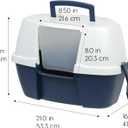 IRIS USA Cat Litter Box - Enclosed Corner Litter Box with Scoop, Hooded Litter Tray for Corners, Space-Saving Covered Litter Box, Odor Defensive, Navy/White