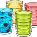 Amazing Abby - Arctic - 16-Ounce Insulated Plastic Tumblers (Set of 4), Double-Wall Plastic Drinking Glasses, Mixed-Color Reusable Plastic Cups, BPA-Free, Shatter-Proof, Dishwasher-Safe, (AA-0648)