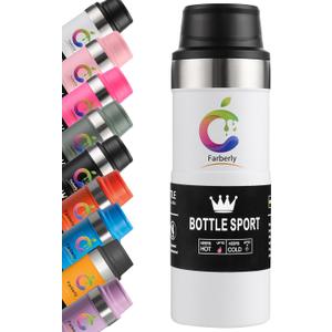 Stainle Trigger Action Travel Mug Stainle Cup 17oz Water Bottle Therm0s Travel Mug Cup Vacuum Coffee Tumbler Stainless Steel Coffee Mug Insulated Water Bottle For Hot And Cold (White)