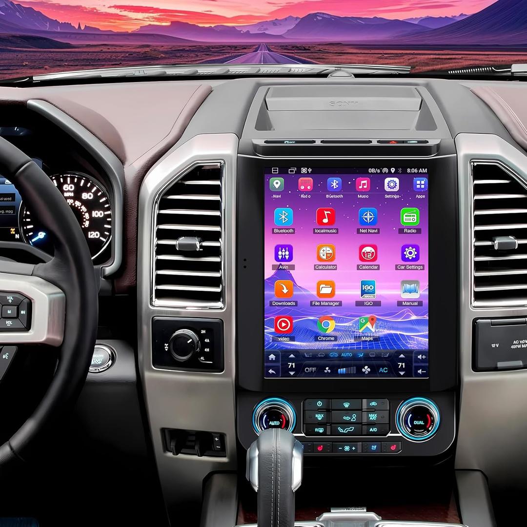 8-core for Ford F150 2015 2016 2017 2018 2019 2020 Android 14 Car Radio 2G+64G, 12.1 Inch IPS Touch Screen Car Stereo with Wireless Carplay/Android Auto,GPS, WiFi, Bluetooth, FM, DVR