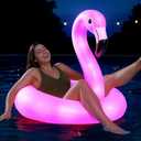 Flamingo Pool Float with LED Lights - Tropical Pool Floaties - Inflatable Pool Party Decorations and Pool Accessories - Battery-Powered Swimming Float