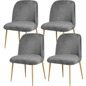 Gollense Curved Back Chair Covers for Dining Room, Velvet Mid Century Modern Chair Slipcovers, Semi Circle Back Chair Seat Protector for Kitchen Living Room (4PCS, Dark Grey)