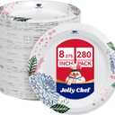 JOLLY CHEF 280 Count Paper Plates 8.37 inch Soak Proof, Cut Proof, Heavy Duty Flower Printed Disposable Paper Plates for Everyday Use, Thanksgiving, Christmas Day