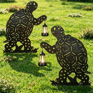 nawaza Turtle Metal Garden Stakes Decorative 2Pack,Solar Lights Outdoor Garden Decor Stake,Birthday Gifts for Mom Women,Decorative Metal Housewarming Ornament for Lawn Patio Yard Pathway Black.