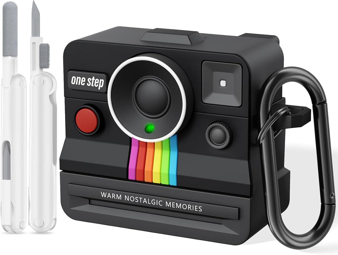 VISOOM Retro Case for AirPods Pro Case Cover Women Men,Fashion Silicone Air iPods Pro 2 1 Gen Case with Cleanner Kit Compatible with Apple Airpods Pro 2nd 1st Generation Cases,Black