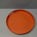 Round Orange Decorative Serving Tray with Handles, 13 Versatile Ottoman Tray for Coffee Table, Entertaining, Outdoor Patio, Living Room