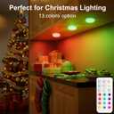 BLS LED Puck Lights with Remote Control, Wireless Under Cabinet & Closet Lighting, RGB 13 Color Changing Lights with Dimmer, Timer & AA Battery Operated, Push, Touch, Stick on for Night, White, 6 Pack