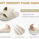 GPOS Womens Slides with Memory Foam Soft Cushioned Cozy House Slippers for Woman Comfy Open Toe Ladies Sandals Leather Slip on Bedroom Shoes Plantar Fasciitis Indoor Outdoor (Beige)