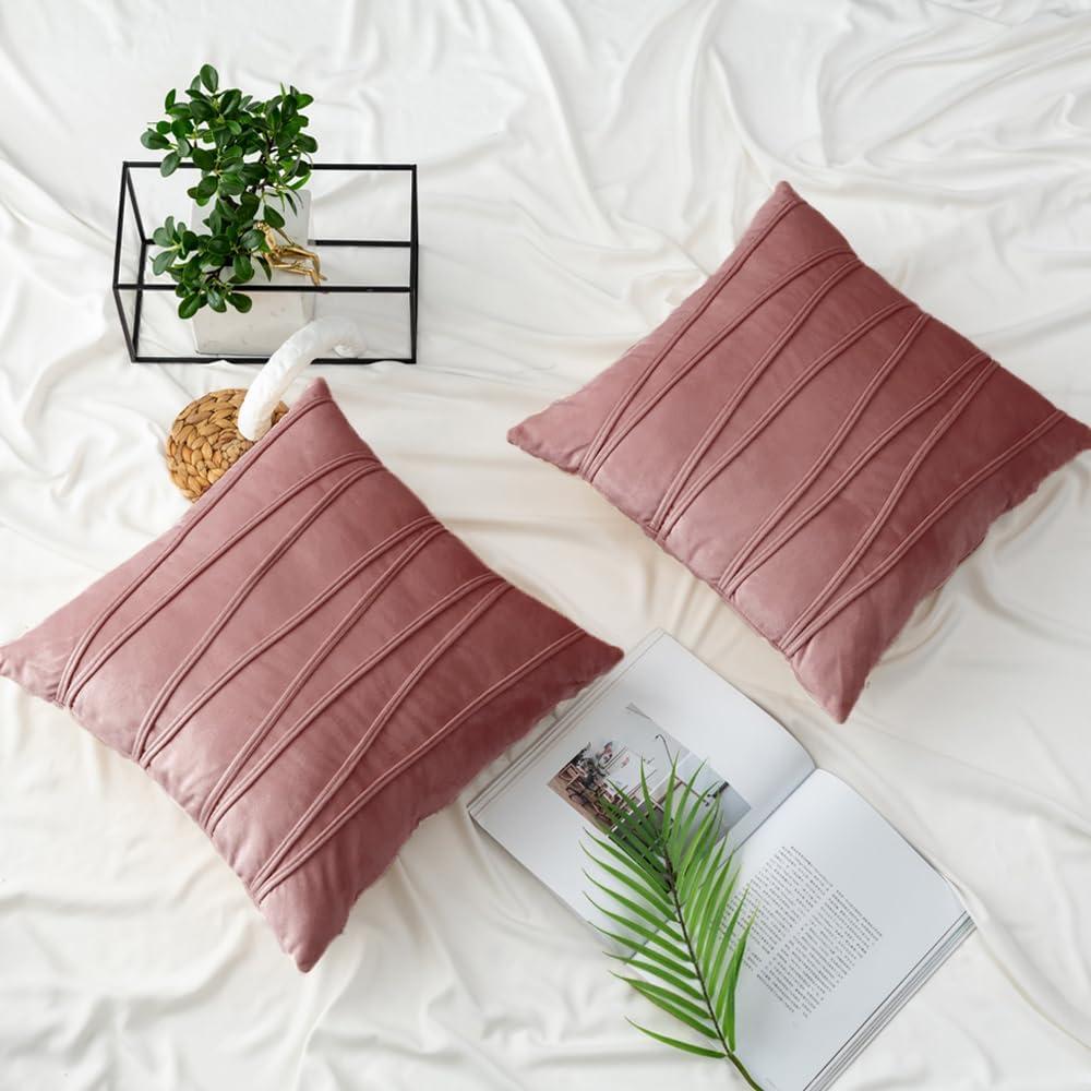 Jam Throw Pillow Covers 20 x 20 for Couch Sofa Bedroom Car 2 Pieces Hand-Made Soft Velvet Striped Cushion Covers Decorative Zigzag Stripe Cushion Cases
