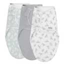 SwaddleMe by Ingenuity Easy Change Baby Swaddle in Size Small/Medium, 0-3 Months, 7-14 Pounds, 3-Pack with Easy Change Zipper -Zebra Botanical