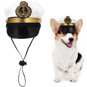 5 x Pet Captains Hat White Sailor Hat for Cats Small Dogs Halloween Cosplay Costume Cap Doggy Navy Outfit Cosplay Apparel