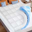 KAYFIA Dual Layer 3 Inch Memory Foam Mattress Topper King, 2 Inch Cooling 7-Zone Gel Memory Foam Plus 1 Inch Down Alternative Pillow Top Mattress Topper with Deep Pocket, Support for Back Pain Relief (White)