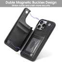 Arae Compatible for iPhone 15 Pro Max Case with Card Holder - Wallet Case with PU Leather Card Pockets Back Flip Cover for iPhone 15 Pro Max 6.7 inch - Black