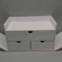 Wisuce Bamboo Desk Organizer - Mini Bamboo Desk Drawer Tabletop Cosmetic Storage Organization for Office or Home White with Shelf