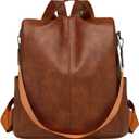LY&SQ Anti-theft Backpack Purse for Women, PU Leather Travel Rucksack Fashion Multipurpose Handbag Ladies Daily Work Shoulder Bags(Brown) (Brown)