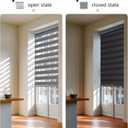 AOSKY Cordless Zebra Blinds for Windows Pull Down Roller Window Shades Dual Layer Light Filtering Privacy for Day and Night, Free-Stop Door Shades for Home Easy to Install (57" W X 72" H, Grey)