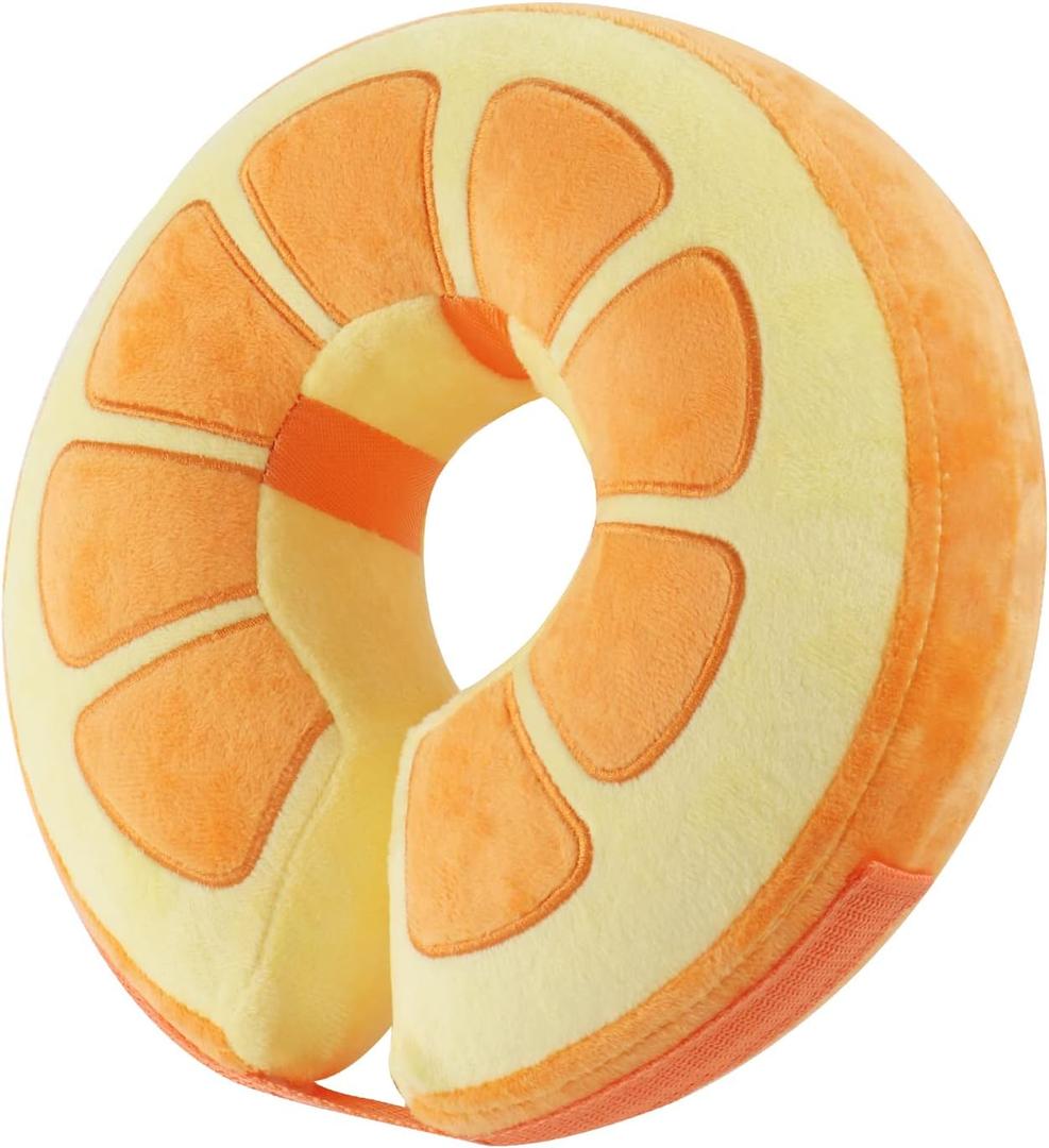 IEUUMLER Inflatable Recovery Dog Collar, Protective Donut Cone, Adjustable Soft Collar for Dog and Cat After Surgery Prevent from Biting & Scratching EU002 - Orange S (Small (Neck:4''-7''))