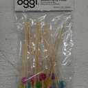 OGGI Wooden Cocktail Picks Sticks 15 pcs - Wooden Martini Picks with Colored Balls, Reusable Metal Cocktail Skewers, Martini Sticks for Olives, Appetizers, 4.25" / 11cm And Little Table Cups Ages 3+